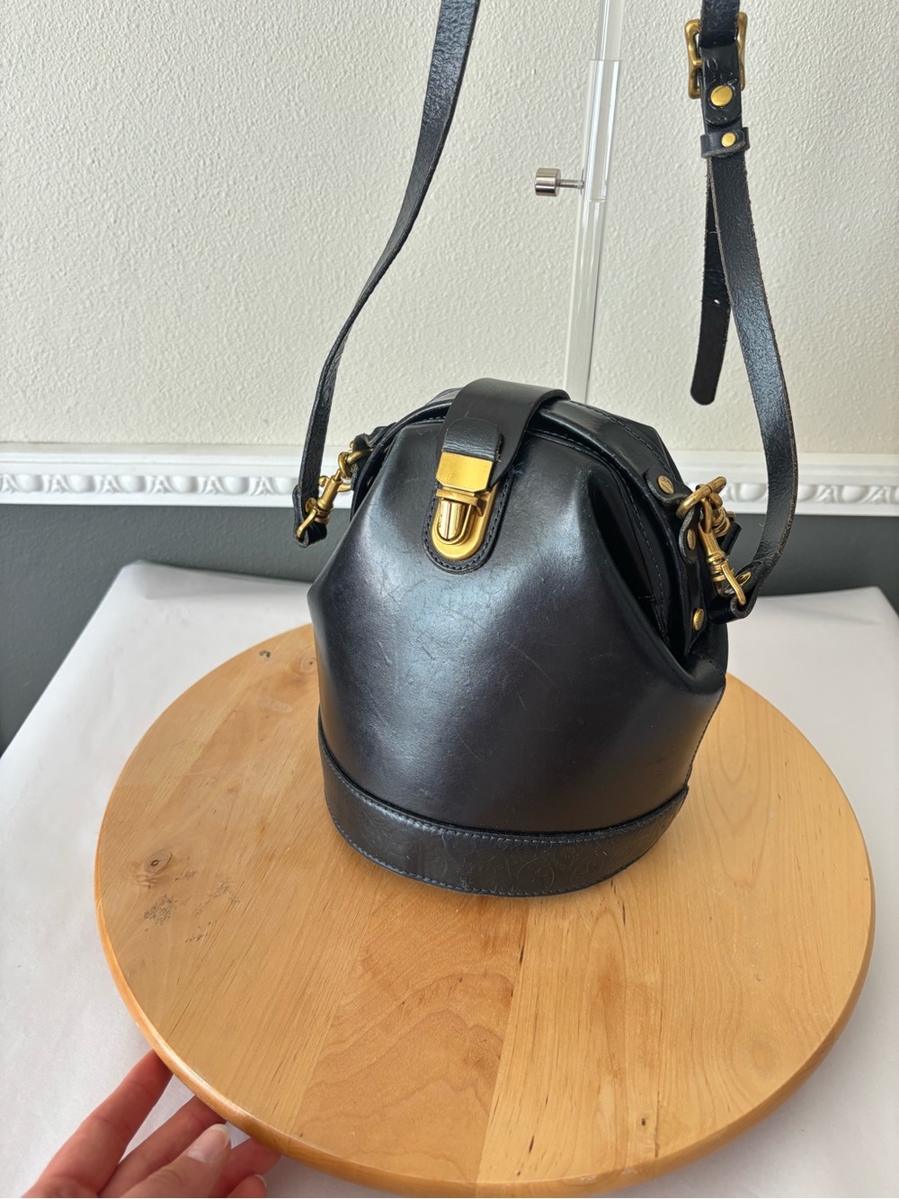 Old Trend Classic Dark Navy Blue Leather Doctor’s Satchel Crossbody Bag Purse
